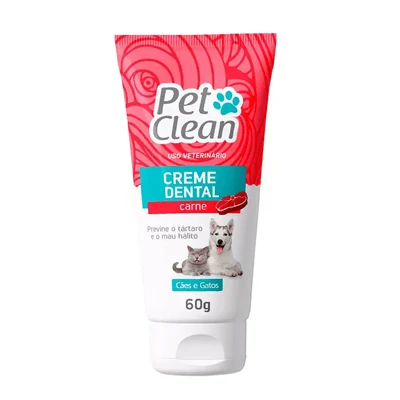Creme Dental Pet Clean Sabor Carne para Cães e Gatos 60g

