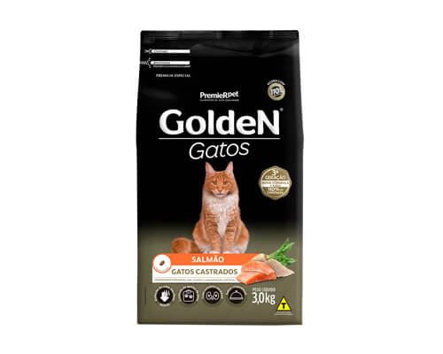 Ração Golden para Gatos Adultos Castrados Sabor Salmão