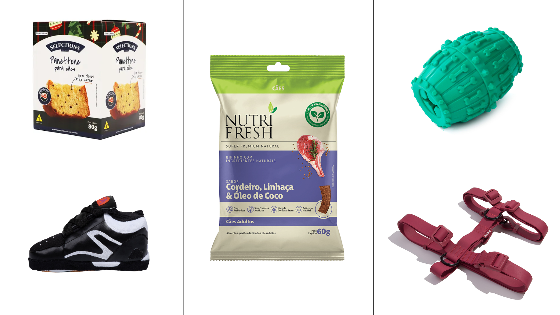 Montagem com presentes para cachorro.