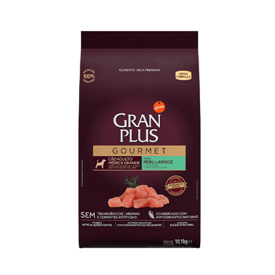 Ração GranPlus Gourmet para Cães Adultos de Médio e Grande Porte Sabor Peru