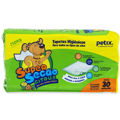 Super Secão Citrus Tapete Higiênico Petix para Cães - 30 Unidades