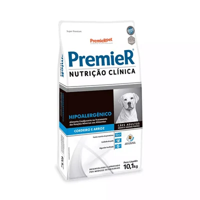 Ração Premier Nutrição Clínica Hipoalergênico para Cães de Médio e Grande Porte Cordeiro e Arroz 10,1kg
