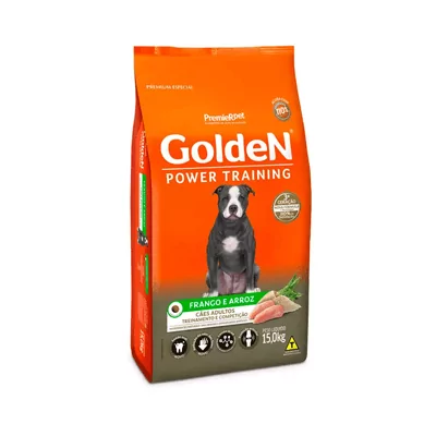 Ração Golden Power Training para Cães Adultos Sabor Frango e Arroz - 15kg