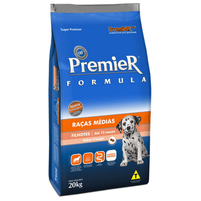 Ração Premier Filhotes Raças Médias para Cães Sabor Frango - 20kg