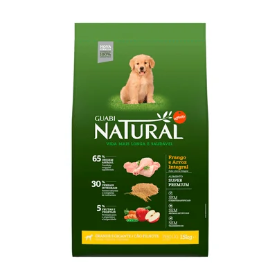 Ração Guabi Natural para Cães Filhotes de Raças Grandes sabor Frango & Arroz Integral
