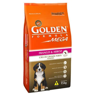 Ração Golden Cães Filhotes Raças Grandes Sabor Frango e Arroz - 15kg
