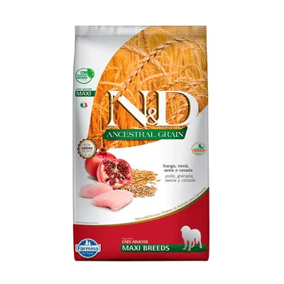 Ração Farmina N&D Ancestral Grain para Cães Adultos de Raças Grandes Sabor Frango e Romã - 10,1kg