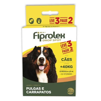 Kit Antipulgas Ceva Cães Acima de 40kg Fiprolex Drop Spot Leve 3 Pague 2

