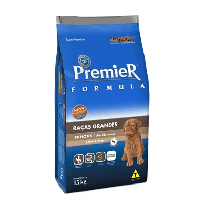 Ração Premier Fórmula para Cães Filhotes de Raças Grandes Sabor Frango - 15kg
