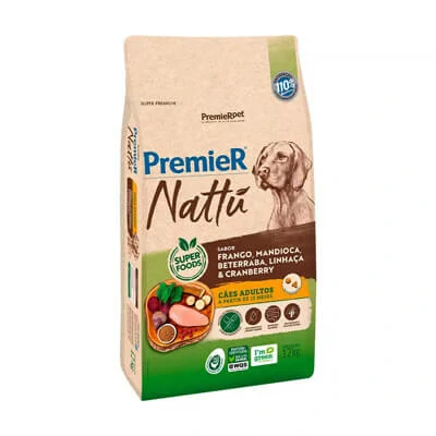 Ração Premier Nattu para Cães Adultos Sabor Mandioca 12kg
