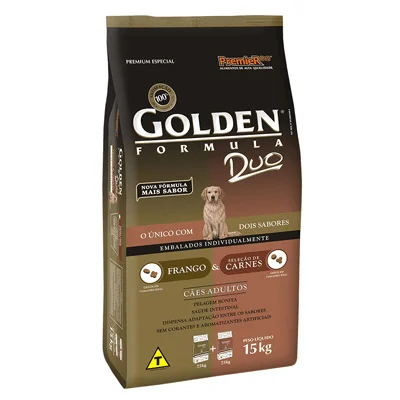 Ração Golden Duo para Cães Adultos Sabor Frango e Carne - 15kg