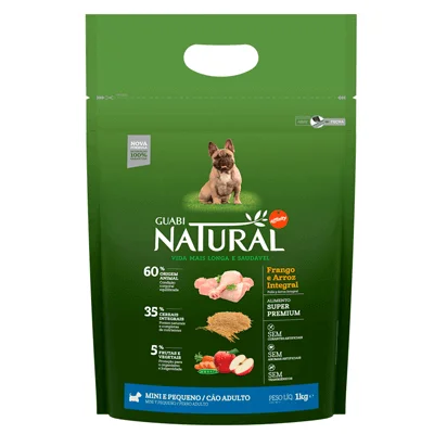 Ração Guabi Natural para Cães Adultos de Raças Pequenas sabor Frango & Arroz Integral