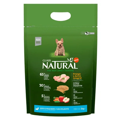 Ração Guabi Natural para Cães Filhotes de Raças Pequenas sabor Frango & Arroz Integral