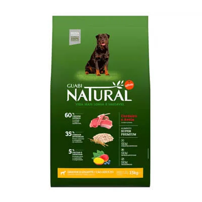 Ração Guabi Natural para Cães Adultos de Raças Grandes sabor Cordeiro & Aveia
