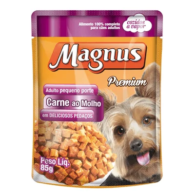 Ração Úmida Magnus Para Cães de Pequeno Porte Adultos Sabor Carne ao Molho - 85g