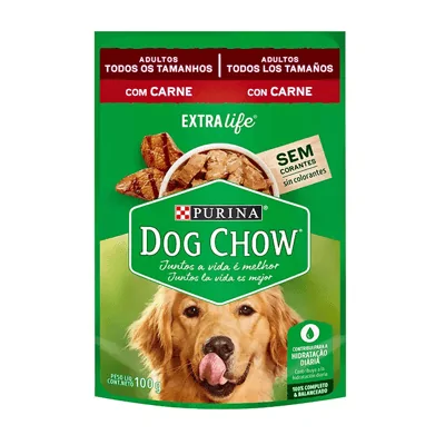 Ração Úmida Dog Chow Sabor Carne para Cães Adultos - 100g