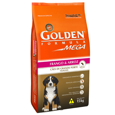 Ração Golden Cães Filhotes Raças Grandes Sabor Frango e Arroz - 15kg