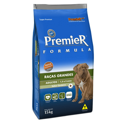 Ração Premier Fórmula para Cães Adultos de Raças Grandes Sabor Cordeiro - 15kg