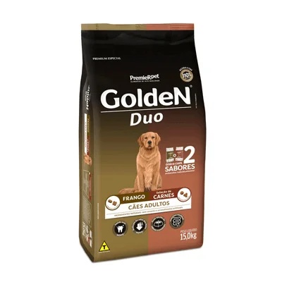 Ração Golden Duo para Cães Adultos Sabor Frango e Carne - 15kg