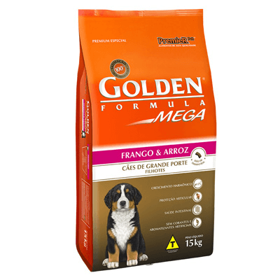 Ração Golden Cães Filhotes Raças Grandes Sabor Frango e Arroz - 15kg