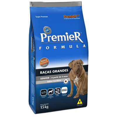 Ração Premier Fórmula Senior para Cães Adultos de Raças Grandes Sabor Cordeiro - 15kg