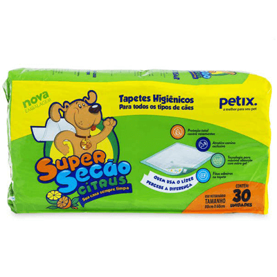 Super Secão Citrus Tapete Higiênico Petix para Cães - 30 Unidades