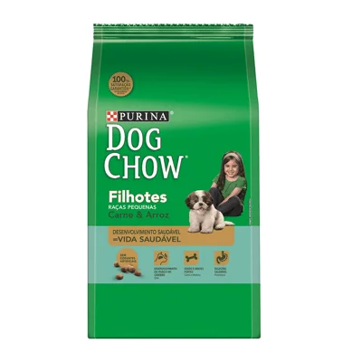 Ração Dog Chow para Cães Filhotes de Raças Pequenas Sabor Carne e Arroz