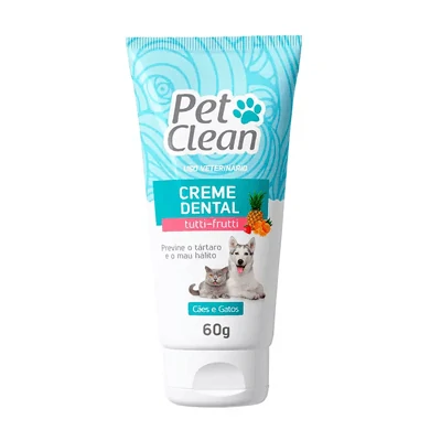 Creme Dental Pet Clean Sabor Tutti-Frutti para Cães e Gatos 60g