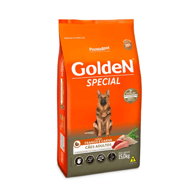 Pug Racao Golden Special para Caes Adultos Sabor Frango e Carne