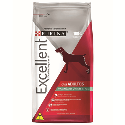 Ração Excellent para Cães Adultos de Raças Médias e Grandes sabor Frango e Arroz - 2kg