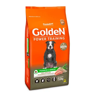 Ração Golden Power Training para Cães Adultos Sabor Frango e Arroz - 15kg