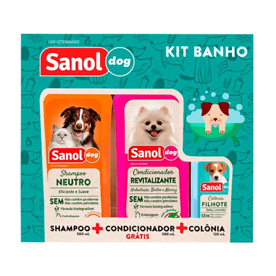 Kit Sanol Dog de Shampoo, Colônia e Condicionador