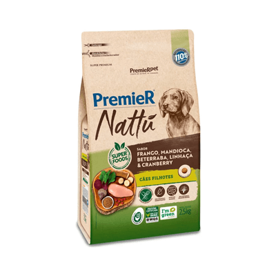 Ração Premier Nattu para Cães Filhotes Sabor Mandioca