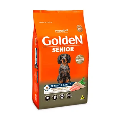 Ração Golden Fórmula Mini Bits Senior para Cães Adultos de Pequeno Porte Sabor Frango e Arroz
