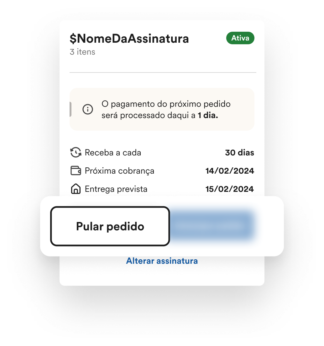 Tela do app com o botão Pular pedido em destaque
