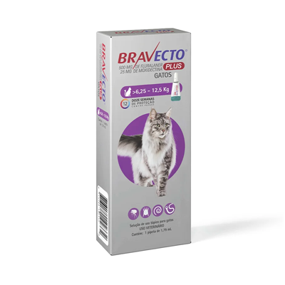 Anti Pulgas Bravecto Plus para Gatos de 6,24kg a 12,5kg