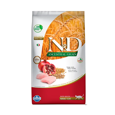 Ração Farmina N&D Ancestral Grain para Gatos Adultos Sabor Frango e Romã