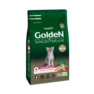 Ração Golden Seleção Natural para Gatos Filhotes Sabor Frango e Arroz