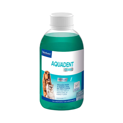 Solução Oral Virbac Aquadent Fr3sh 250ml para Cães e Gatos