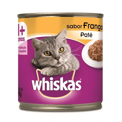 Ração Úmida Whiskas Lata para Gatos Adultos Sabor Frango - 290g
