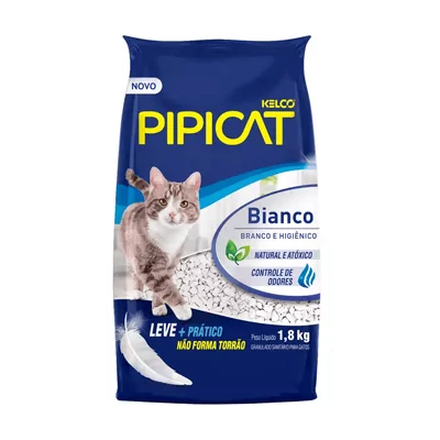 Areia Higiênica PipiCat Bianco para Gatos 1,8kg
