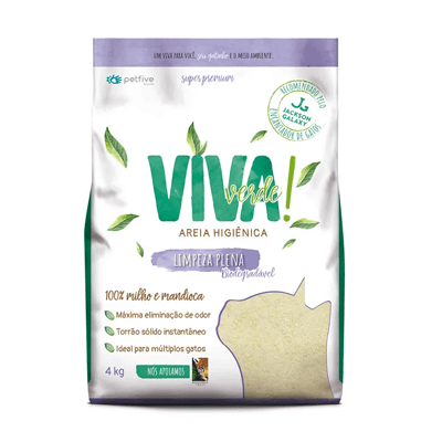 Areia Higiênica para Gatos Viva Verde Limpeza Plena - 4kg