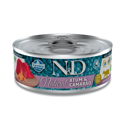 Ração Úmida N&D Natural para Gatos Sabor Atum e Camarão 80g