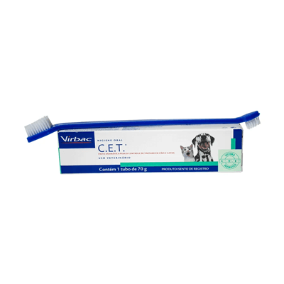 Kit de Saúde Oral Virbac Pasta e Escova para Cães e Gatos