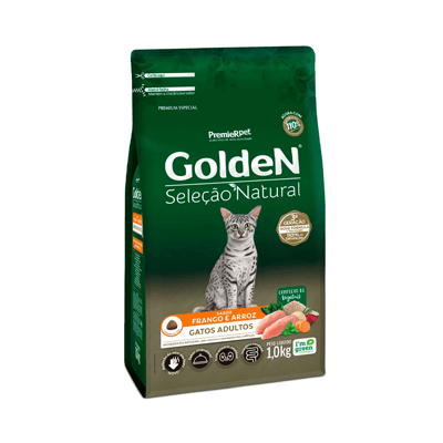 Ração Golden Seleção Natural para Gatos Adultos Sabor Frango e Arroz