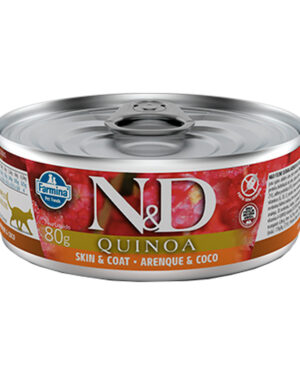 Ração Úmida N&D Quinoa Pele e Pelagem para Gatos Adultos Sabor Arenque e Coco 80g