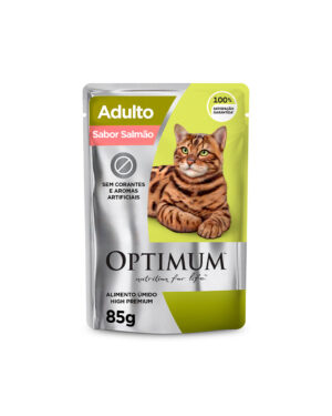 Ração Úmida Optimum Sachê para Gatos Adultos Sabor Salmão 85g